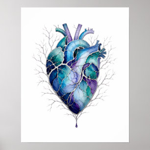 Blue & Purple Anatomical Heart Wall Art