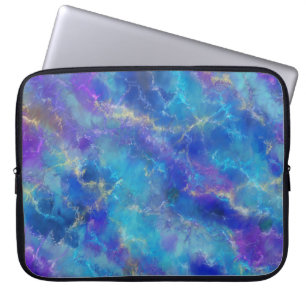 Blue, Purple, and Gold Marble Pattern Laptop Sleeve
