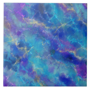 Blue, Purple And Gold Marble Pattern Tile