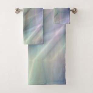 blue purple and green abstract bath towel set