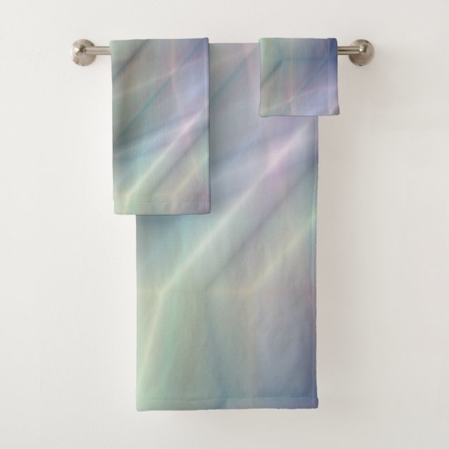 blue purple and green abstract bath towel set (Insitu)