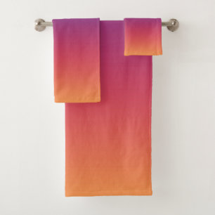 Blue Purple and Orange Gradient Bath Towel Set