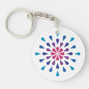 Blue, purple and pink teardrops keychain
