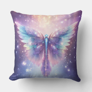 Blue Purple Angel Wings Design Throw Pillow