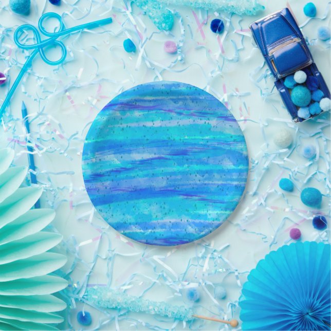 Blue, Purple, Aqua marine  Paper Plate (Party)