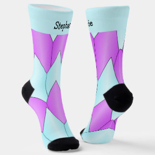 Blue Purple Art Deco Design Socks