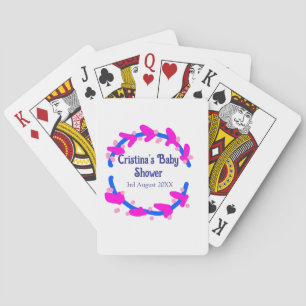 Blue purple baby shower floral wreath boho add nam playing cards