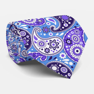 Blue Purple Bandana Paisley Fancy Rodeo Hoedown Tie