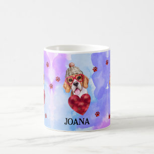 Blue Purple Beagle Valentine's Day Gift Dog Coffee Mug