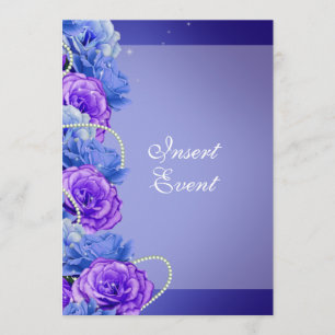 Blue purple birthday engagement wedding invitation