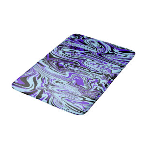 Blue Purple Black Elegant Watercolor Mod Pattern Bath Mat