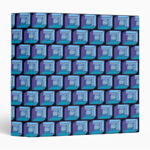 Blue Purple Black Geometric Squares Binder