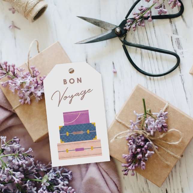 Blue Purple Bon Voyage Party Favour Tag (Creator Uploaded)