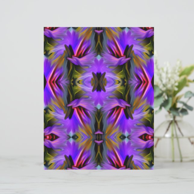 Blue Purple Brush Swirls Abstract Scrapbook Paper (Standing Front)