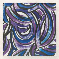 Blue Purple Brushstrokes-Hand Painted Abstract