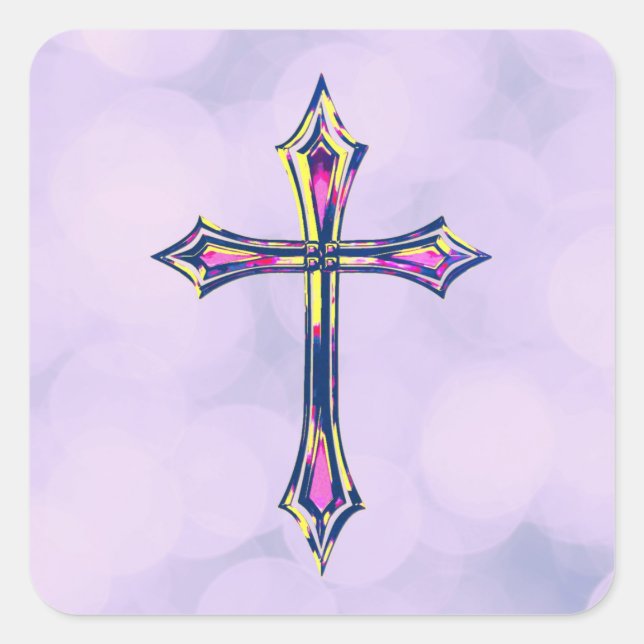 Blue Purple Bubbles and Cross Sticker (Front)