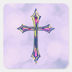 Blue Purple Bubbles and Cross Sticker