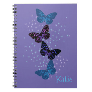 Blue purple butterflies notebook