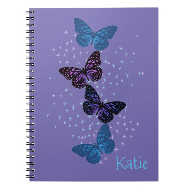 Blue purple butterflies  notebook (Front)