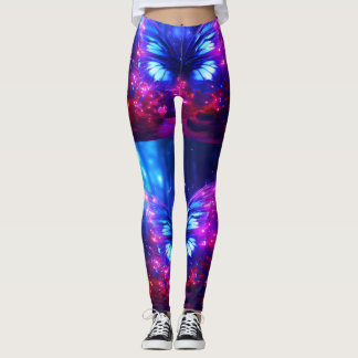 Blue + Purple Butterflies On a Customized Snug Leggings