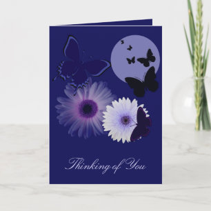 Blue Purple Butterfly and Daisy THINKING OF YOU Card