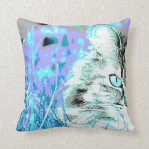Blue-Purple Cat Pillow