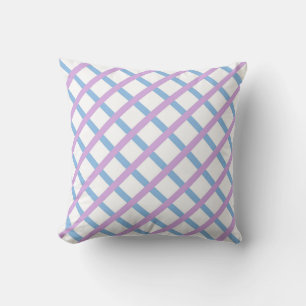 Blue Purple Chequered Diamond Stripes Pattern Throw Pillow
