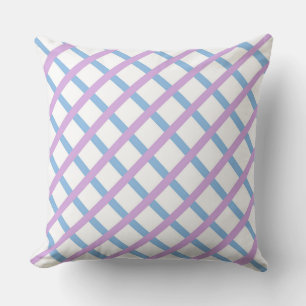 Blue Purple Chequered Diamond Stripes Pattern Throw Pillow