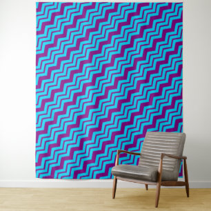 Blue Purple Chevron Zigzag Design  Tapestry
