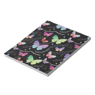 Blue Purple Chic Butterflies Pattern Notepad