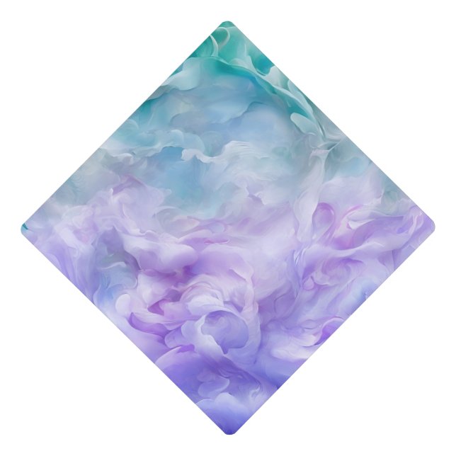 Blue & purple cloud swirl graduation cap topper (Front)