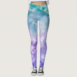 Blue & purple cloud swirl leggings