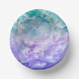 Blue & purple cloud swirl paper plate