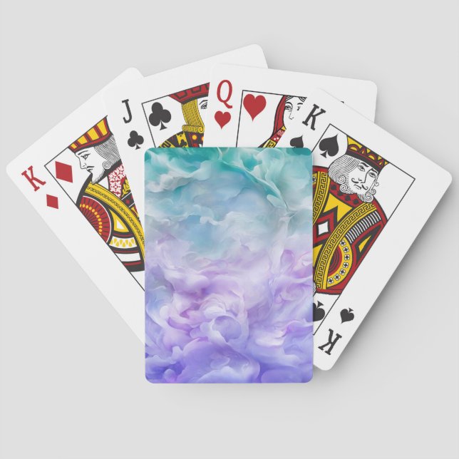 Blue & purple cloud swirl playing cards (Back)