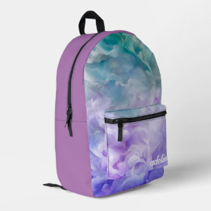 Blue & purple cloud swirl printed backpack