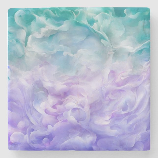 Blue & purple cloud swirl stone coaster (Front)