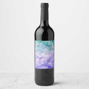 Blue & purple cloud swirl wine label