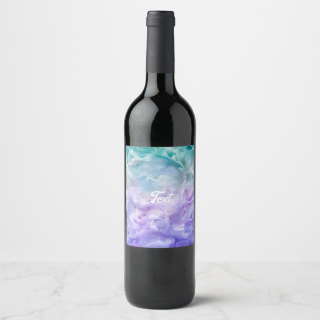 Blue & purple cloud swirl wine label (Front)
