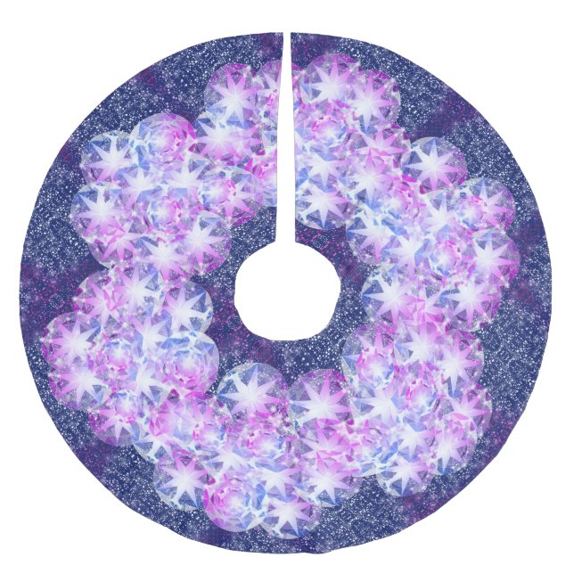 Blue Purple Compass Gemstone Rhinestone Look Brushed Polyester Tree Skirt (Front)