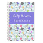 Blue Purple Cute Cats Pattern Kid's Sketchbook