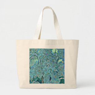 Blue purple cute orchid flowers painting large tote bag
