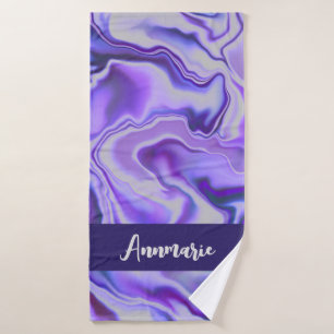 Blue & Purple Elegant Marble Abstract Personalized Bath Towel