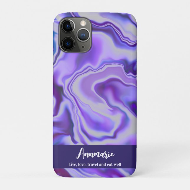 Blue & Purple Elegant Marble Abstract Personalized Case-Mate iPhone Case (Back)