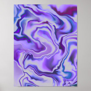 Blue & Purple Elegant Marble Digital Abstract Poster