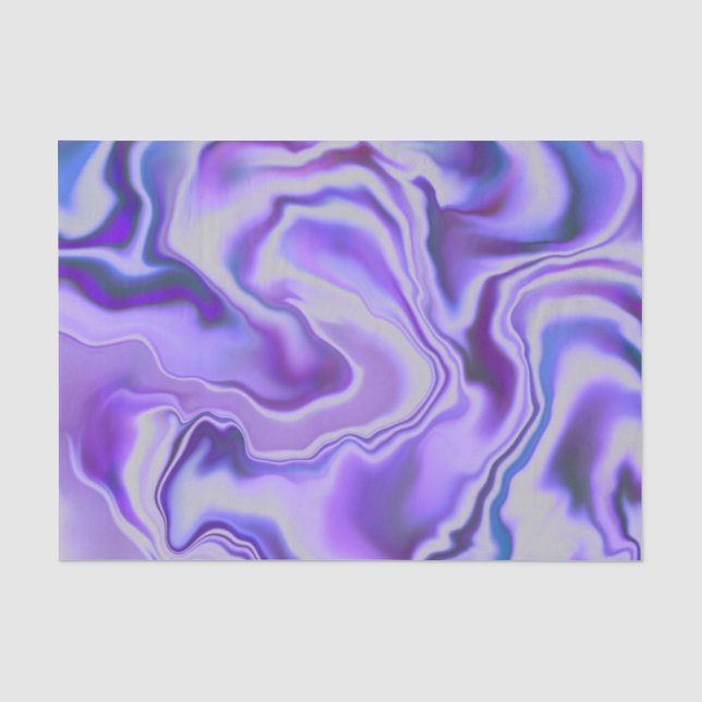 Blue & Purple Elegant Marble Digital Abstract Tissue Paper (Front)