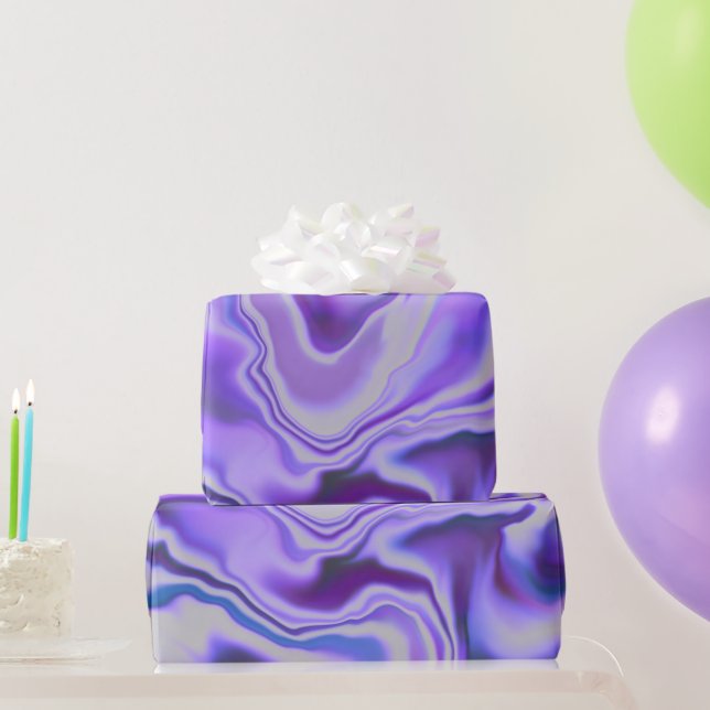 Blue & Purple Elegant Marble Digital Abstract Wrapping Paper (Party Gifts)