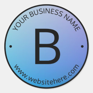 Blue & Purple Fading Ombre with Editable Text Classic Round Sticker