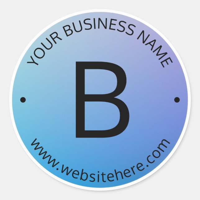 Blue & Purple Fading Ombre with Editable Text Classic Round Sticker (Front)