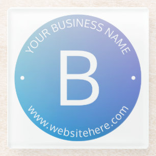 Blue & Purple Fading Ombre with Editable Text Glass Coaster