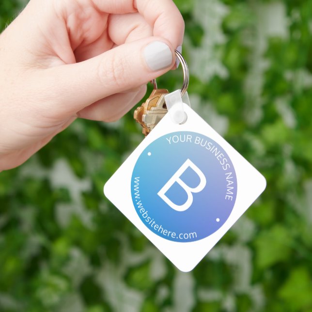 Blue & Purple Fading Ombre with Editable Text Keychain (Hand)